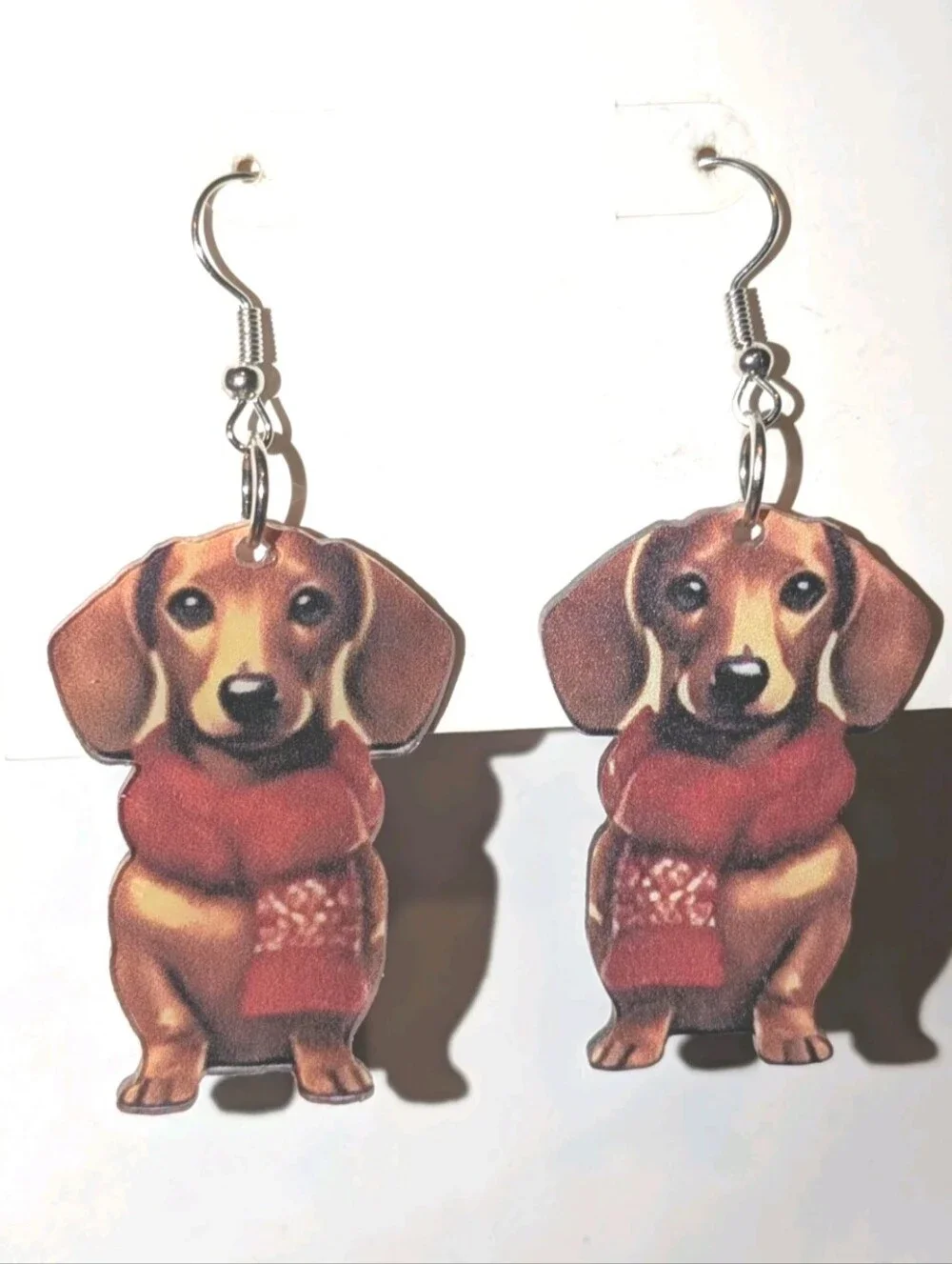 Hand Crafted Dachshund Earrings in Brown and Red For Women And Girls